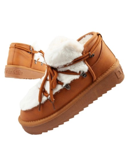 DFranklin women's winter snow boots fashionable fur lining brown ankle boots