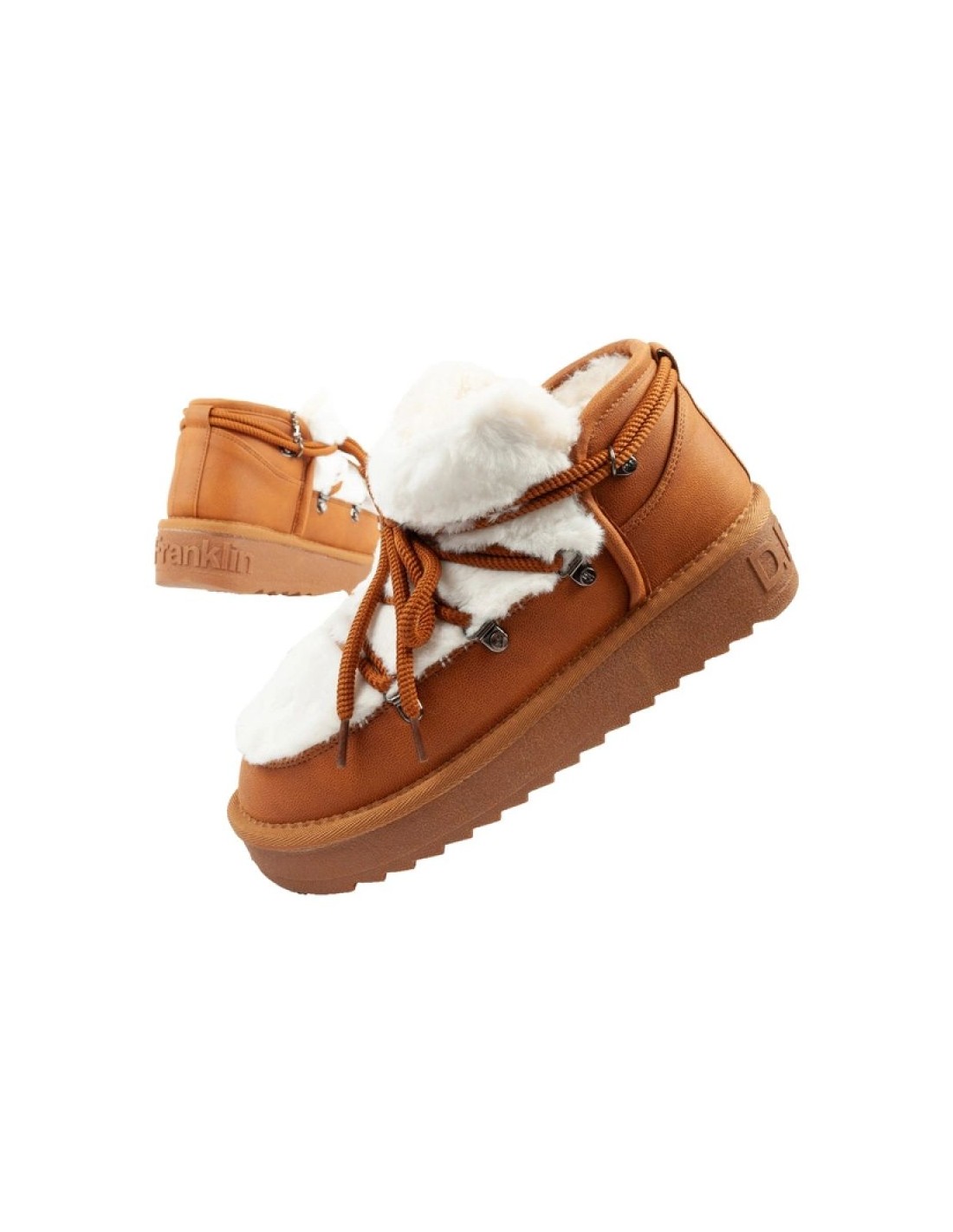 DFranklin women's winter snow boots fashionable fur lining brown ankle boots