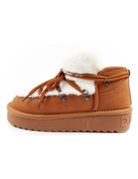 DFranklin women's winter snow boots fashionable fur lining brown ankle boots