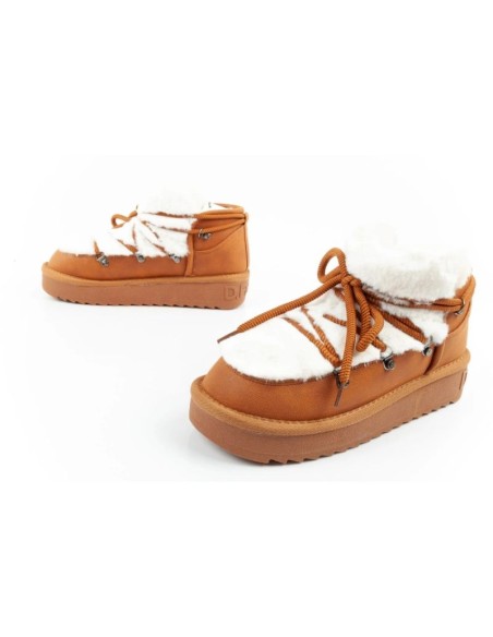 DFranklin women's winter snow boots fashionable fur lining brown ankle boots