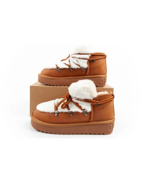 DFranklin women's winter snow boots fashionable fur lining brown ankle boots