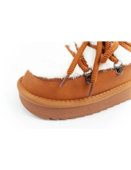 DFranklin women's winter snow boots fashionable fur lining brown ankle boots