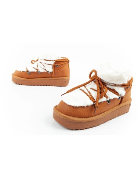 DFranklin women's winter snow boots fashionable fur lining brown ankle boots
