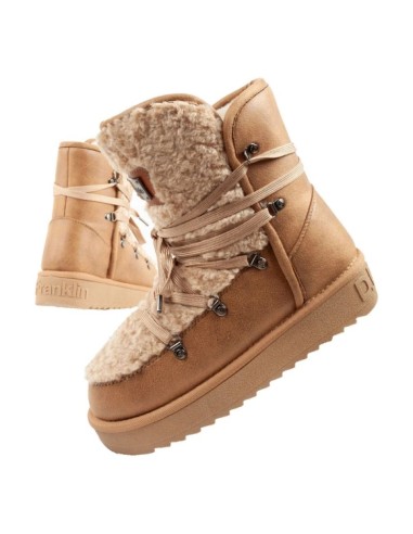 DFranklin women's winter snow boots fashionable fur lining brown beige