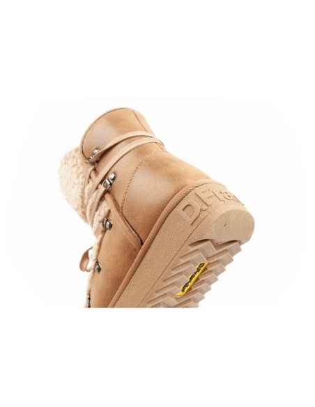 DFranklin women's winter snow boots fashionable fur lining brown beige