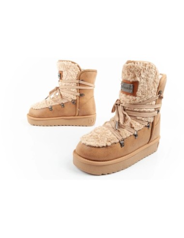 DFranklin women's winter snow boots fashionable fur lining brown beige