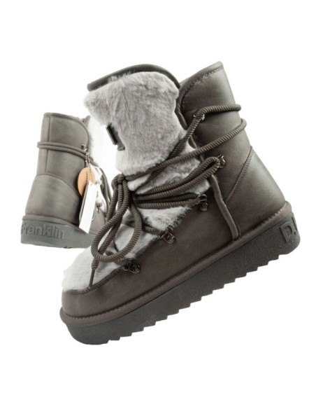 DFranklin women's winter snow boots fashionable fur lining gray
