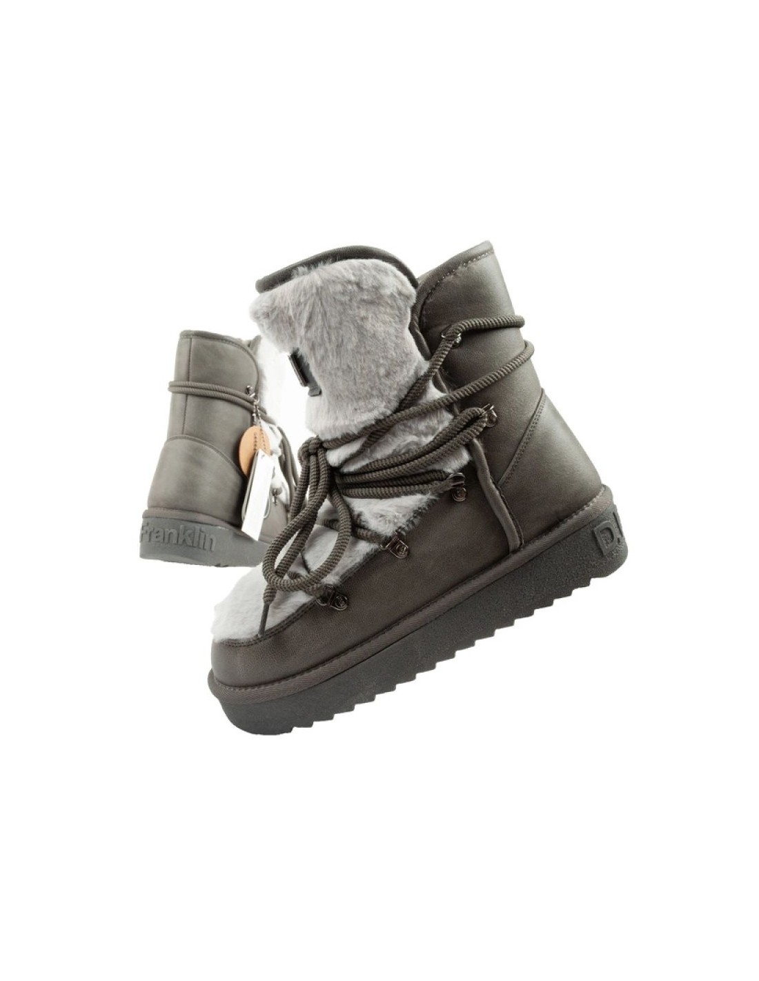 DFranklin women's winter snow boots fashionable fur lining gray