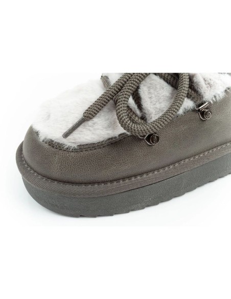 DFranklin women's winter snow boots fashionable fur lining gray