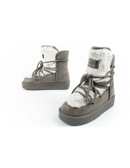 DFranklin women's winter snow boots fashionable fur lining gray