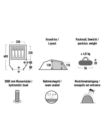 High Peak Falcon 4 LW Tent Olive Red 10334