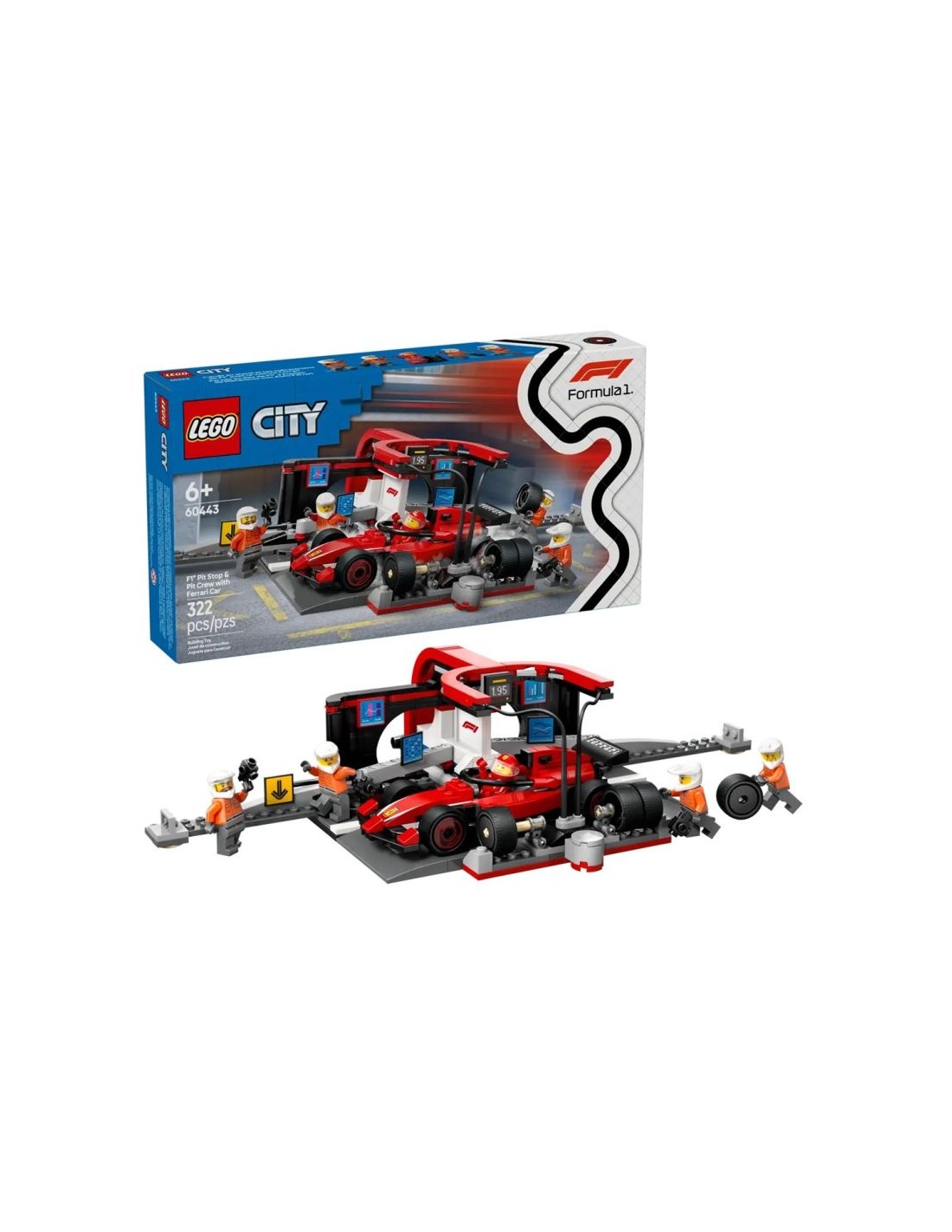 LEGO CITY 60443 F1 Pit Stop and Mechanics with Ferrari Car