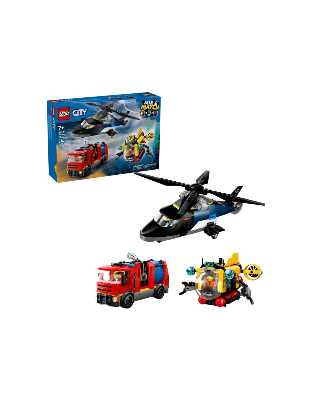 LEGO LEGO CITY 60462 Helicopter Fire Truck and Submarine Set