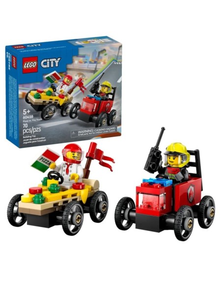 LEGO CITY 60458 Pizza vs Fire Truck Racer Set