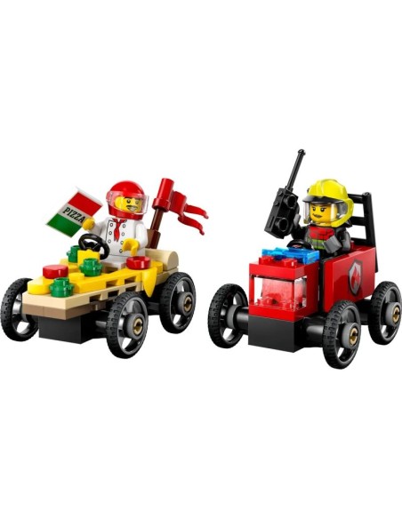 LEGO CITY 60458 Pizza vs Fire Truck Racer Set