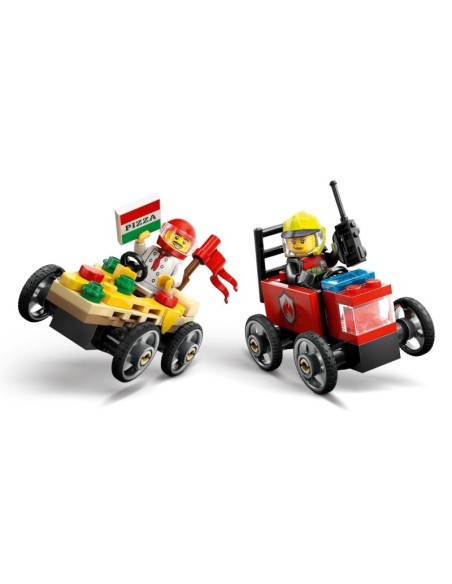 LEGO CITY 60458 Pizza vs Fire Truck Racer Set