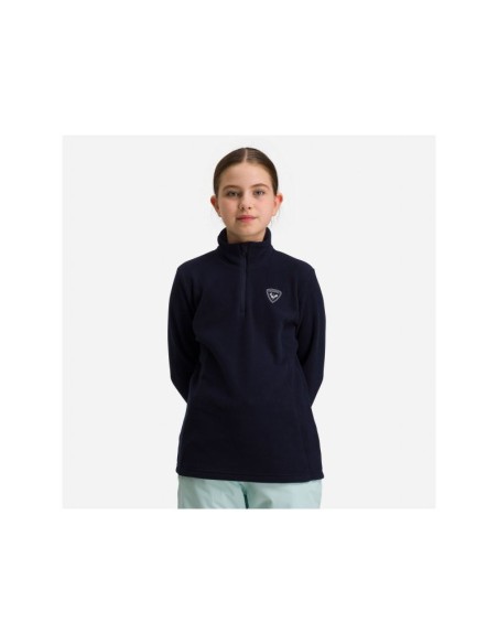ROSSIGNOL Girl 12 Zip Fleece Sweatshirt Navy Blue