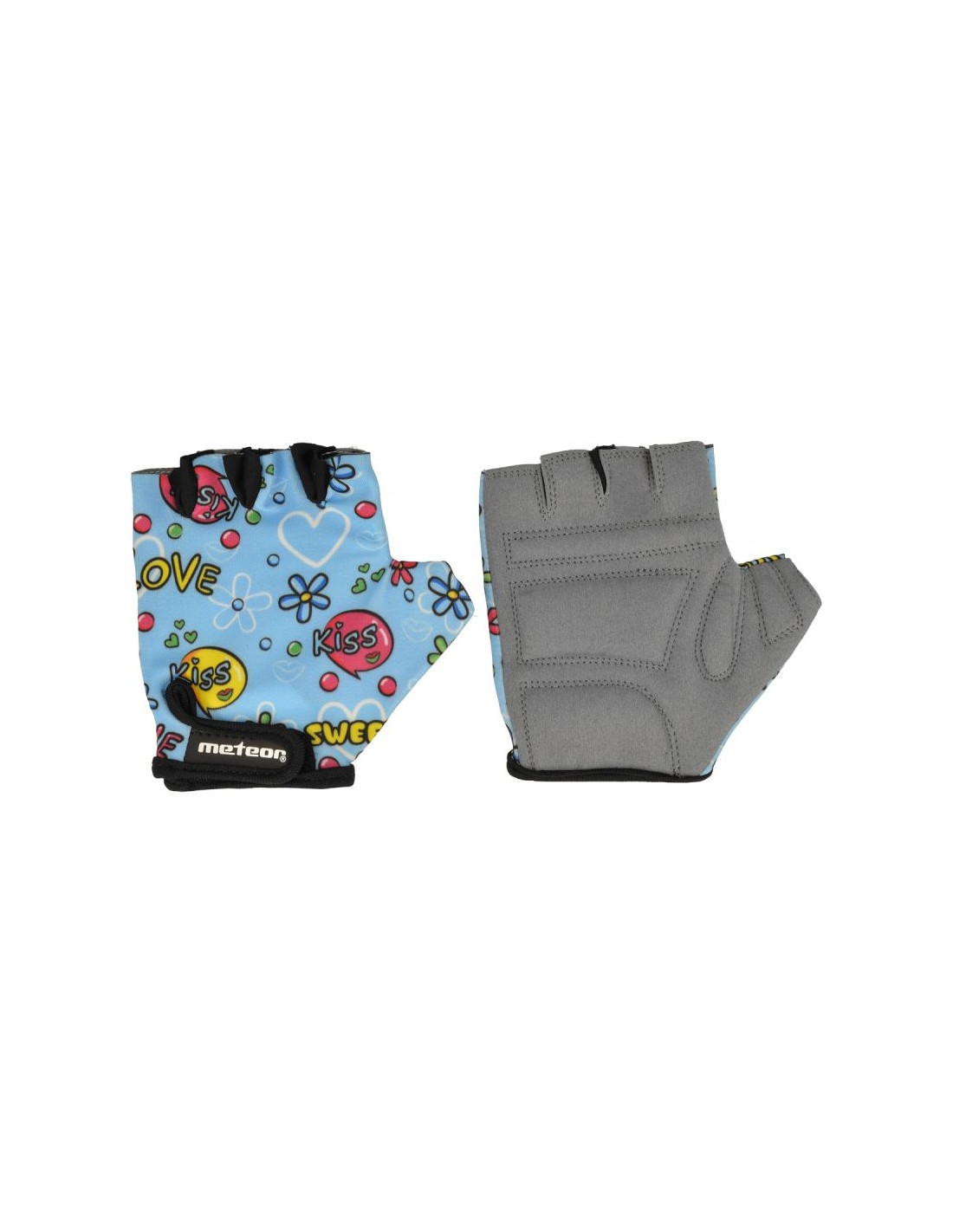 Cycling gloves Meteor Junior Kiss Love blue do not exhibit