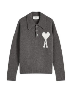 AMI Paris Large Heart Knitted Polo UPL325KN0032061 MBS