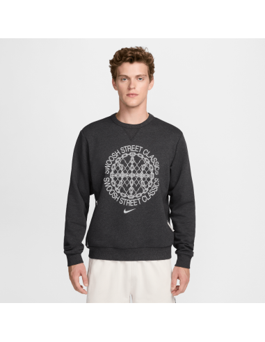 Nike Standard Issue DriFIT Basketball CrewNeck Sweatshirt BlackHeatherPale Ivory FZ0682010