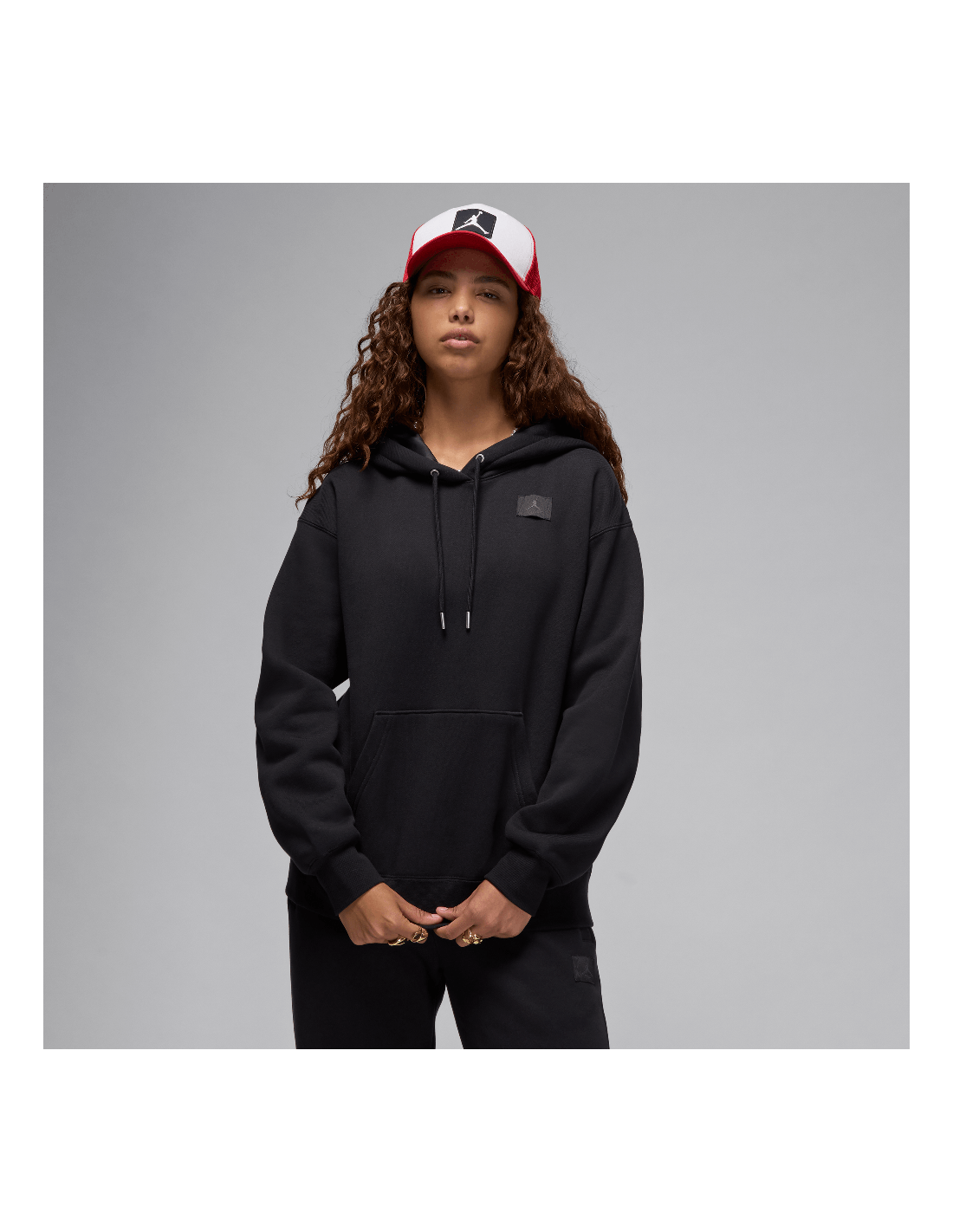 Jordan Flight Fleece Women's SatinLined Pullover Hoodie BlackDark Smoke Grey FV7050010 MBS