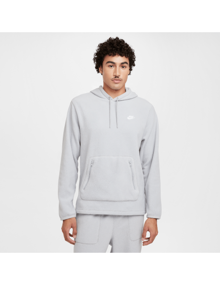 Nike Club Men's Winterized Pullover Hoodie Light Smoke GreyPureWhite FZ0660077 MBS