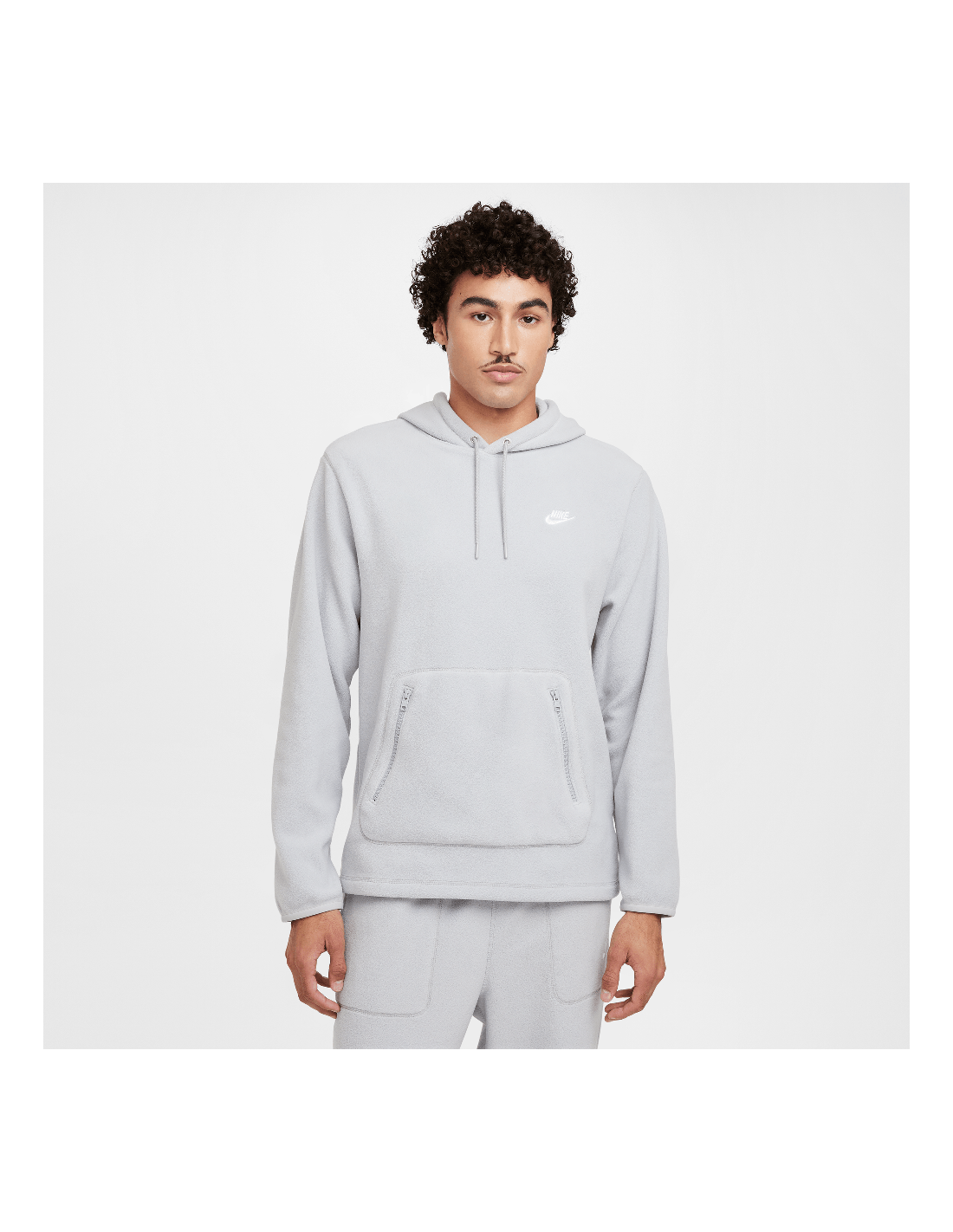 Nike Club Men's Winterized Pullover Hoodie Light Smoke GreyPureWhite FZ0660077 MBS