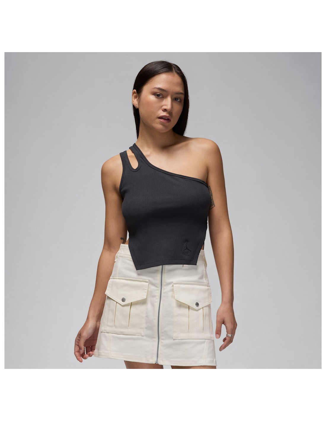 Jordan Women's Asymmetrical Ribbed Tank Off Noir FN5798045 MBS