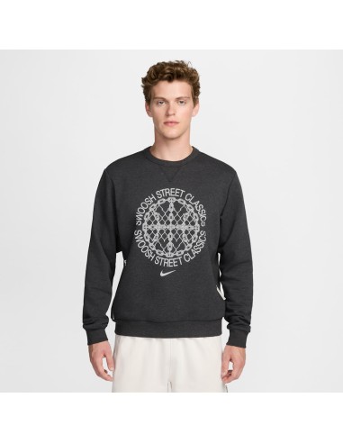 Nike Standard Issue DriFIT Basketball CrewNeck Sweatshirt BlackHeatherPale Ivory FZ0682010