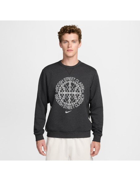 Nike Standard Issue DriFIT Basketball CrewNeck Sweatshirt BlackHeatherPale Ivory FZ0682010