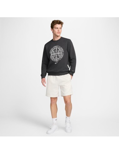 Nike Standard Issue DriFIT Basketball CrewNeck Sweatshirt BlackHeatherPale Ivory FZ0682010