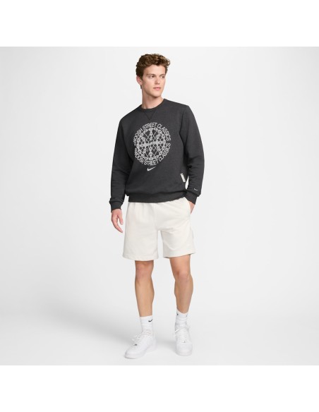 Nike Standard Issue DriFIT Basketball CrewNeck Sweatshirt BlackHeatherPale Ivory FZ0682010
