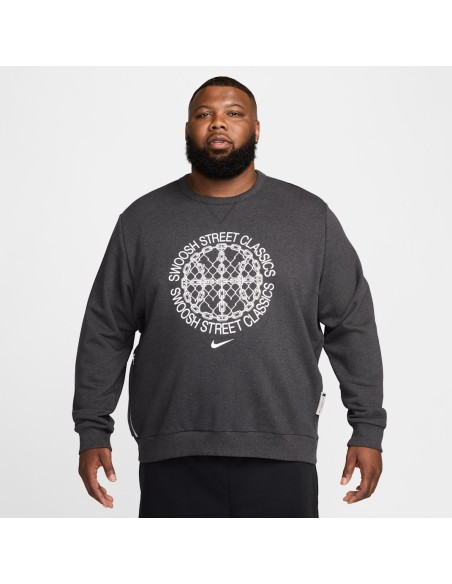 Nike Standard Issue DriFIT Basketball CrewNeck Sweatshirt BlackHeatherPale Ivory FZ0682010