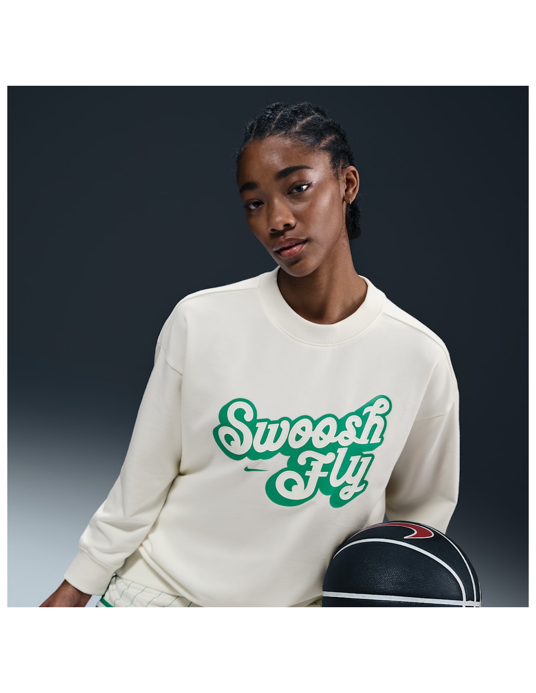 Nike Swoosh Fly DriFIT Oversized French Terry Basketball Sweatshirt SailStadium Green FZ5514133