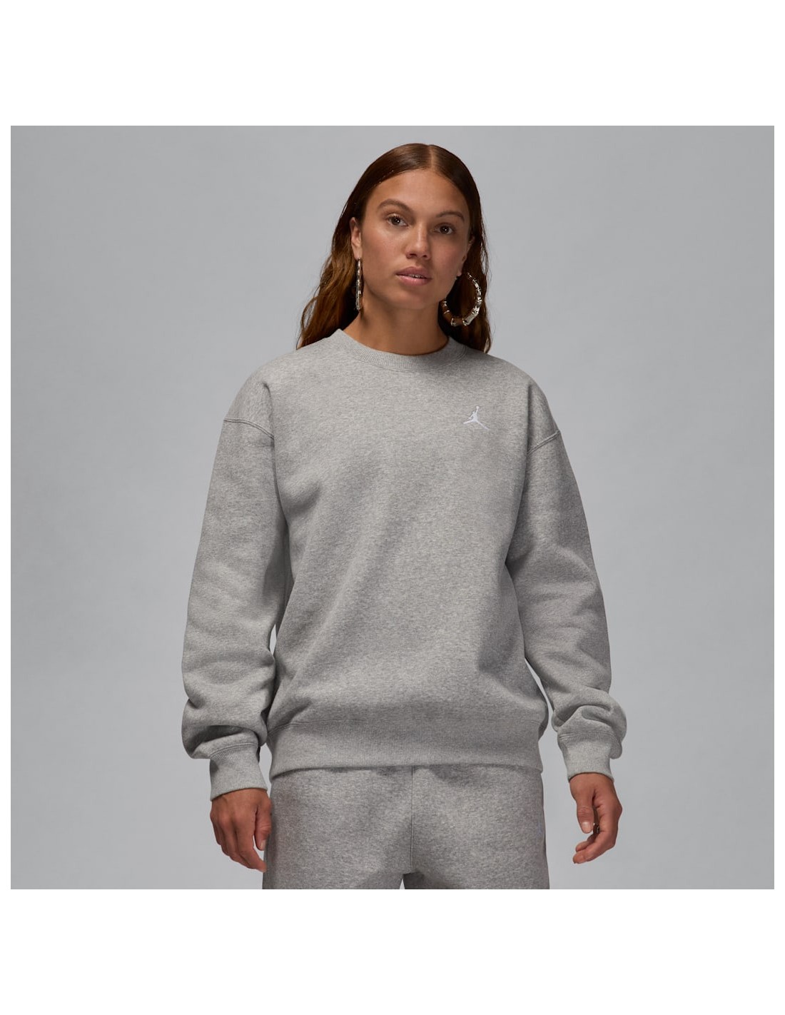 Jordan Brooklyn Fleece Women's CrewNeck Sweatshirt Dark Grey HeatherWhite FV7074063 MBS