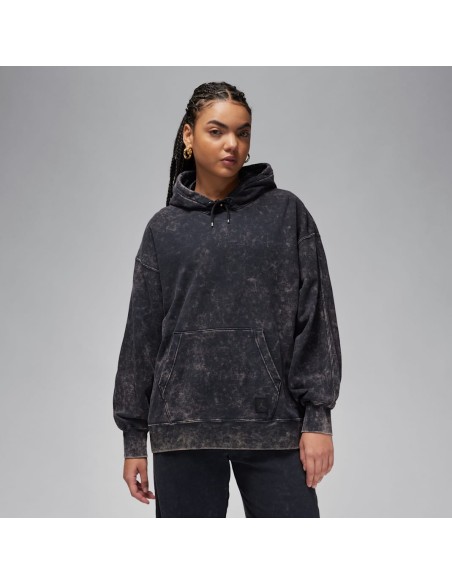 Jordan Flight Fleece Women's SatinLined Washed Hoodie Black FN5738010 MBS