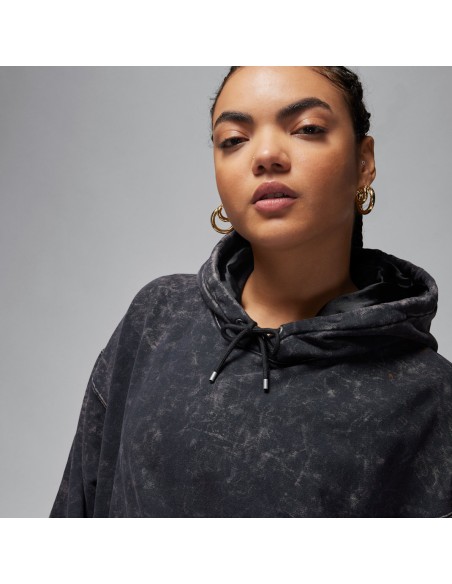 Jordan Flight Fleece Women's SatinLined Washed Hoodie Black FN5738010 MBS