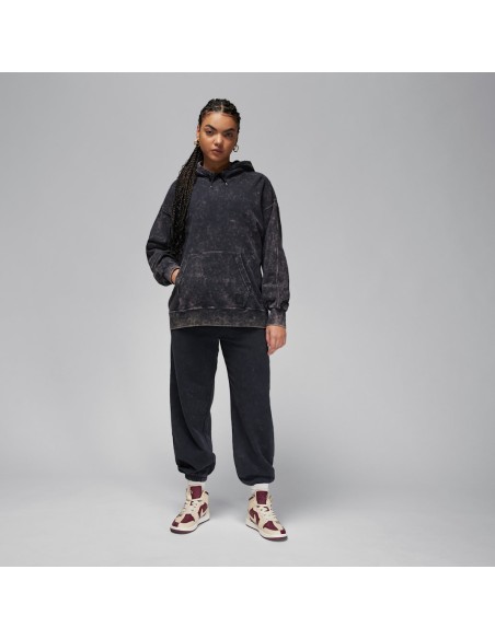 Jordan Flight Fleece Women's SatinLined Washed Hoodie Black FN5738010 MBS