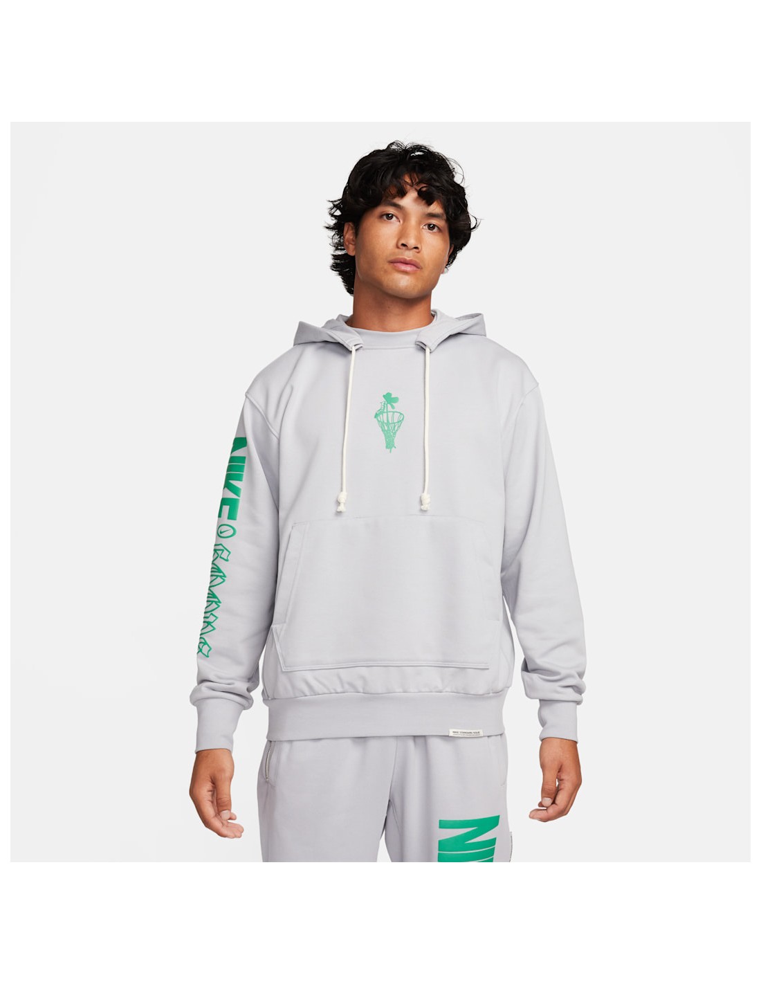 Nike Standard Issue Men's DriFIT Pullover Hoodie Wolf GreyStadium Green FN2702012 MBS