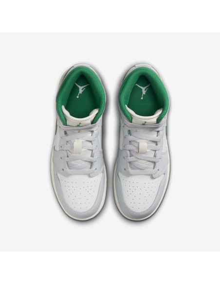 Jordan 1 Mid White Pure Platinum Pine Green GS DQ8423142 MBS
