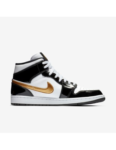 Jordan 1 Mid Patent Black White Gold 852542007 MBS