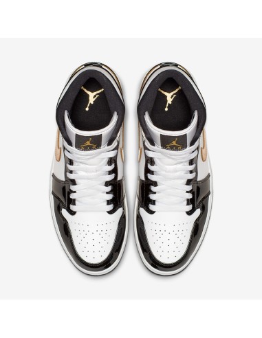 Jordan 1 Mid Patent Black White Gold 852542007 MBS