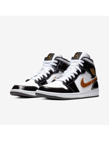 Jordan 1 Mid Patent Black White Gold 852542007 MBS
