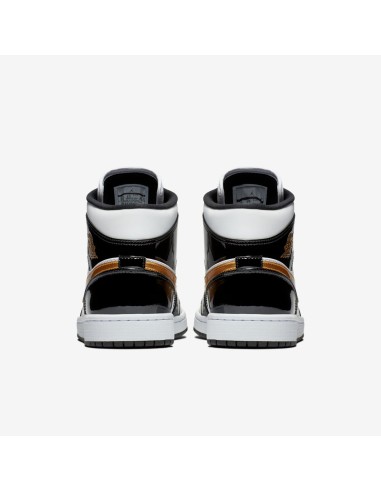 Jordan 1 Mid Patent Black White Gold 852542007 MBS