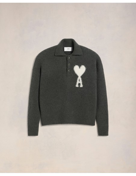 AMI Paris Large Heart Knitted Polo UPL325KN0032061 MBS