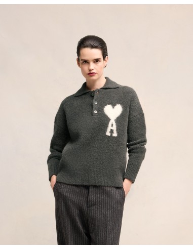 AMI Paris Large Heart Knitted Polo UPL325KN0032061 MBS
