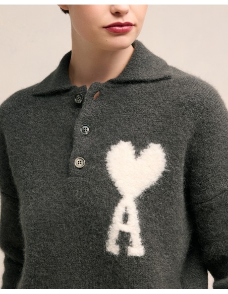 AMI Paris Large Heart Knitted Polo UPL325KN0032061 MBS