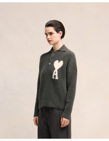 AMI Paris Large Heart Knitted Polo UPL325KN0032061 MBS