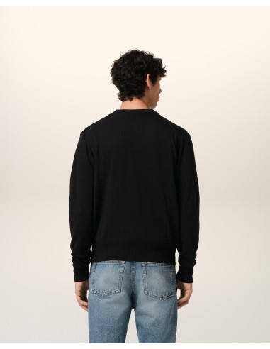 Ami Paris Small A Heart Cardigan Black Red BFHKC111KN0025001 MBS