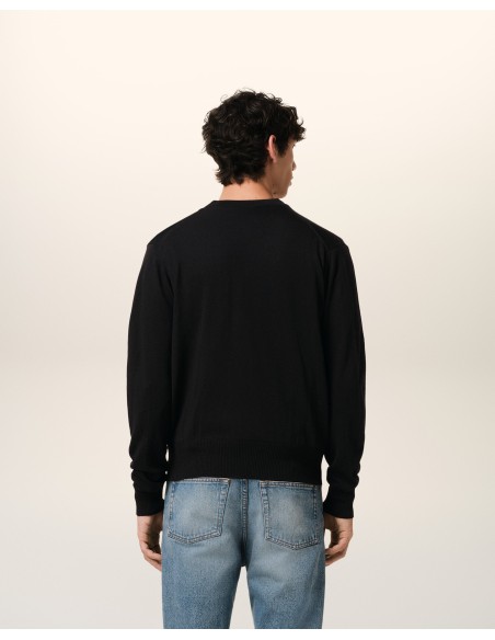 Ami Paris Small A Heart Cardigan Black Red BFHKC111KN0025001 MBS